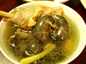 chicken soup w/ testicles